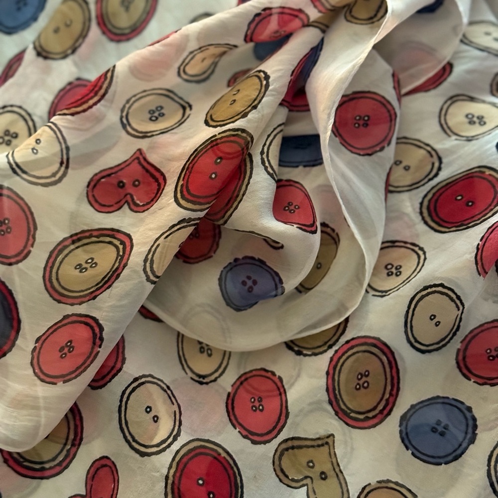 Moschino Multicolor Button Pattern Scarf. 100% Si… - image 2